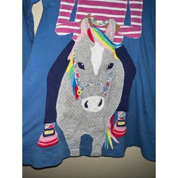 Mini Boden Blue Rainbow Floral Riding Horse Dress Kids 5/6 yrs pockets - Picture 5 of 5